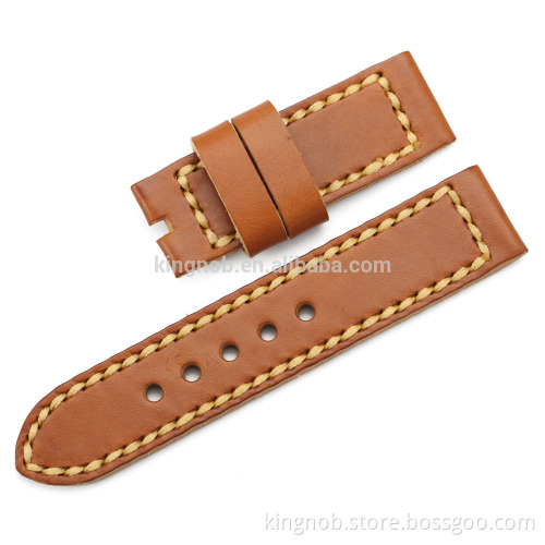 24mm Genuine Calf Leather Smooth Finish Vintage Watch Band Strap For Panerai Luminor 44mm Men Belt